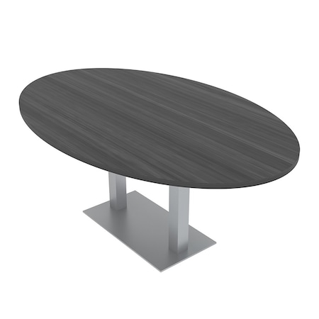 Skutchi Designs 45.25 in W, 84 in L, 29 in H, Engineered Wood Top, Grey HAR-OVL-46X84-DOU-AN